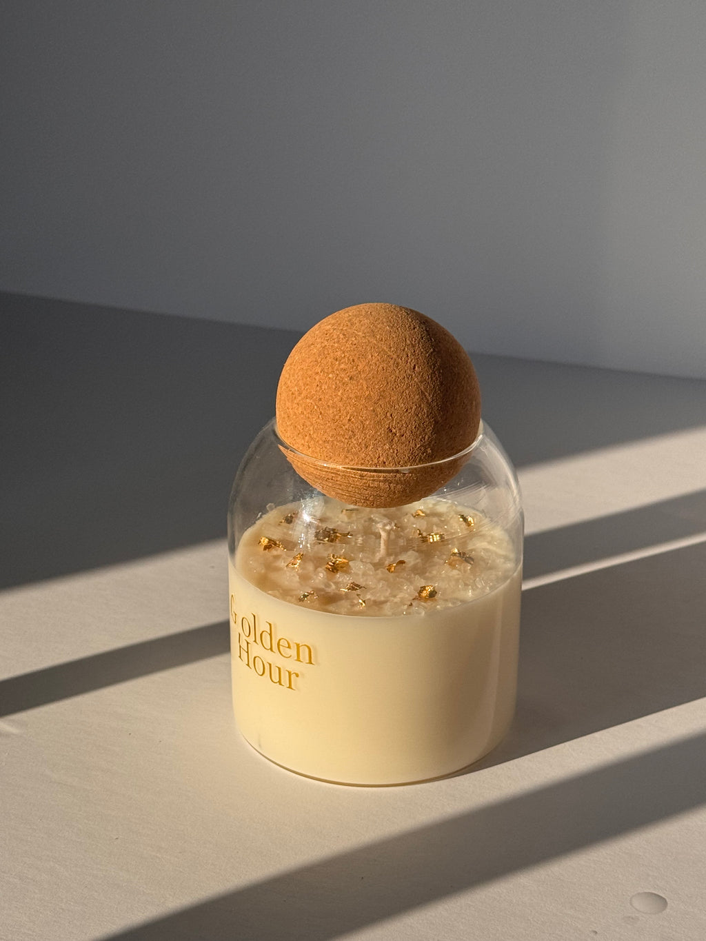 Luxury candle by The Wax Society in a cork lid glass jar